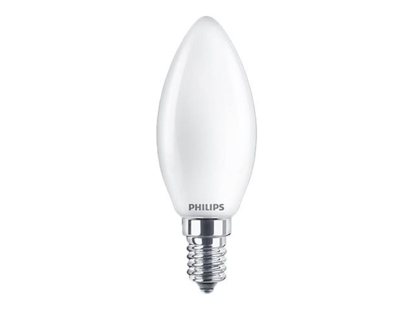 Philips - LED-lyspære - form: B35 - mattslipt finish - E14 - 4.3 W (ekvivalent 40 W) - klasse F - varmt hvitt lys - 2700 K (en pakke 2)