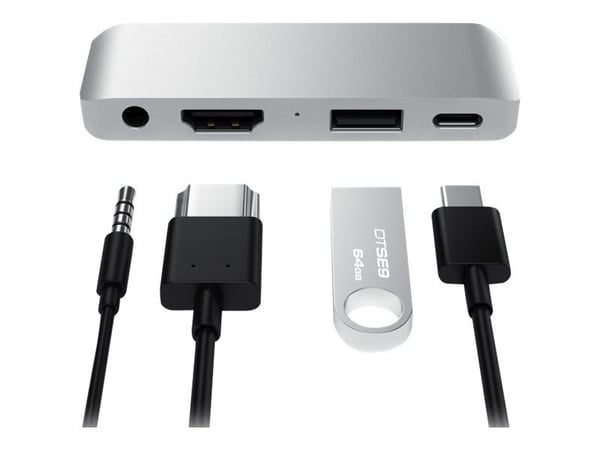 Satechi Aluminum Type-C Mobile Pro Hub Adapter - Telakointiasema - USB-C - HDMI - HDMI