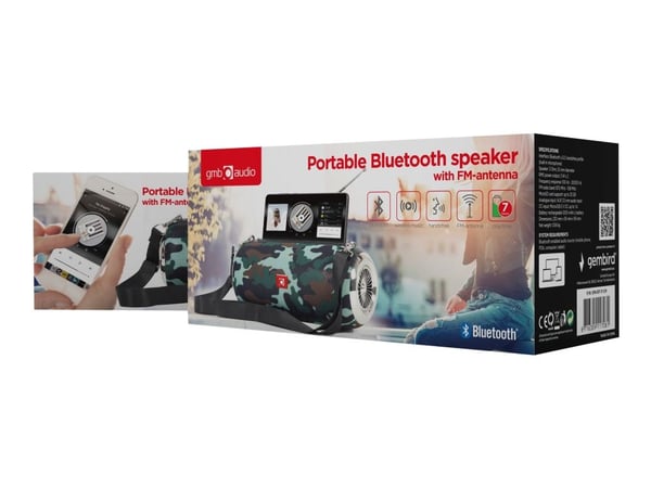 Gembird SPK-BT-17-CM - Høyttaler - for bærbar bruk - trådløs - Bluetooth 5.1 - 10 watt - camo