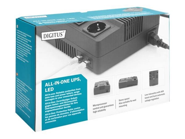 DIGITUS All-in-One UPS - UPS - AC 220-240 V - 360 watt - 600 VA - 7 Ah - USB - utgangskontakter: 7