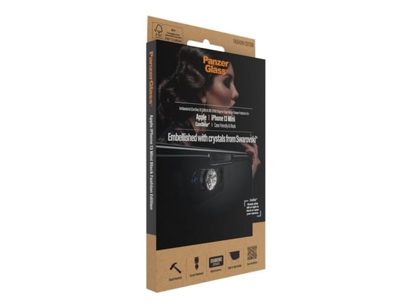 PanzerGlass CamSlider - Fashion Edition - skjermbeskyttelse for mobiltelefon - pyntet med krystaller fra Swarovski - glass - rammefarge svart - for...