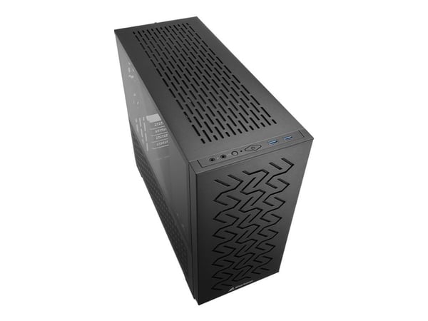 Sharkoon MS-Z1000 - microATX - genomskinlig sidopanel (härdat glas) - ingen strömförsörjning (ATX) - svart - USB/ljud