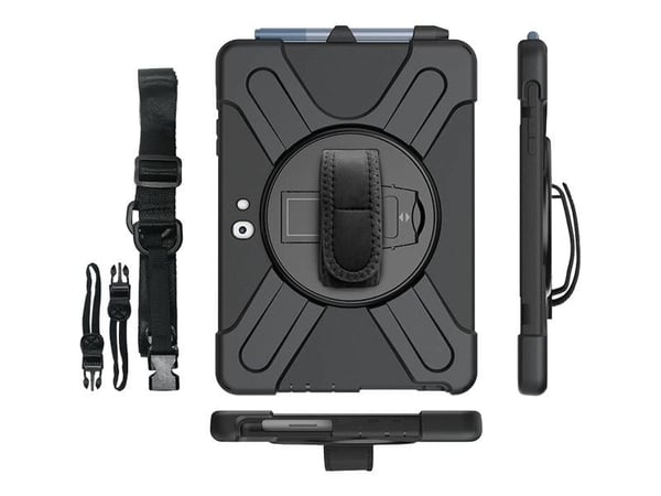 eSTUFF Defender Case - Beskyttelsesdeksel - grov - silikon, polykarbonat - sort - 10,5" - for Microsoft Surface Go, Go 2