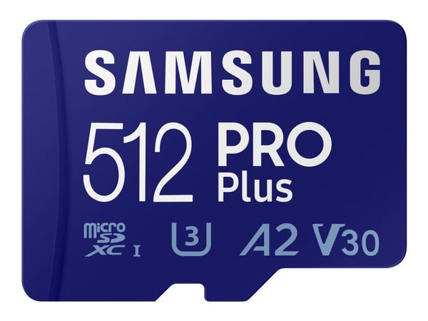 Samsung PRO Plus MB-MD512KA - Flashminnekort (microSDXC til SD-adapter inkludert) - 512 GB - A2 / Video Class V30 / UHS-I U3 / Class10 - microSDXC ...