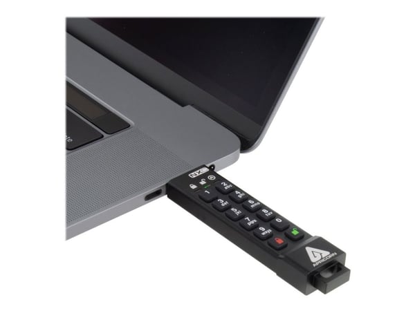 Apricorn Aegis Secure Key 3NXC - USB-flashstasjon - kryptert - FIPS 140-2 Level 3 - 64 GB - USB-C 3.2 Gen 1 - TAA-samsvar