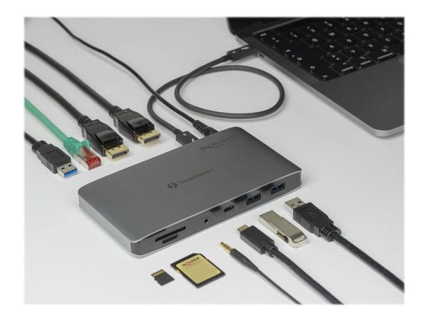 Delock - Dokkingstasjon - Thunderbolt 3 - 2 x DP - 1GbE