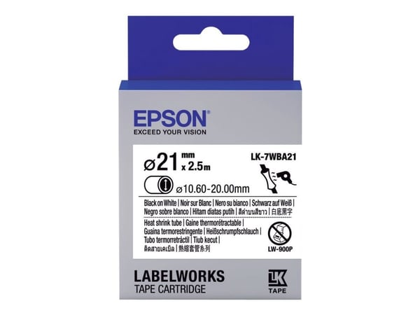 Epson LabelWorks LK-7WBA21 - Svart på hvitt - Rull (3,6 cm x 3 m) 1 rull(er) slange - for LabelWorks LW-1000, LW-300, LW-400, LW-600, LW-700, LW-Z5...