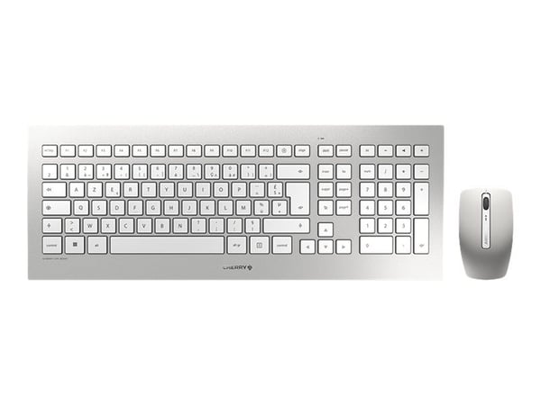 CHERRY DW 8000 - Tastatur- og mussett - trådløs - RF, 2.4 GHz - Fransk - hvit, sølv