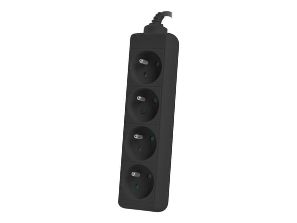 Lanberg PS0-04E-0100-IEC-BK, 1 m, 4 AC-pistorasia(a), Sisätila, Tyyppi E, Musta, 10 A