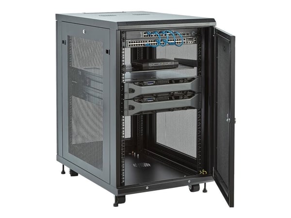StarTech.com RK1833BKM, Itseseisova teline, 18U, 450 kg, Näppäinlukko, Tehostunut kaapelinhallinta, Castor-pyörät