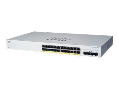 Cisco Business 220 Series CBS220-24FP-4X - Switch - smart - 24 x 10/100/1000 (PoE+) + 4 x 10 Gigabit SFP+ (upplänk) - rackmonterbar - PoE+ (382 W)