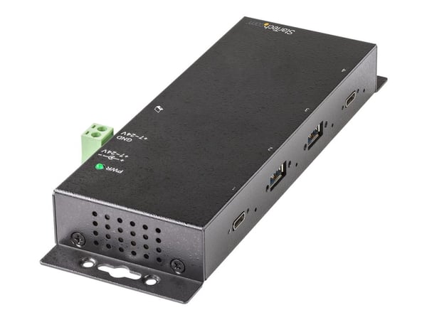 Startech 4 Port USB C Hub 10Gbps, Metal Industrial USB-C Hub, 2x USB-C & 2x USB-A, ESD Surge Protection, USB-C or USB-A Host, Self-Powered, Mountab...