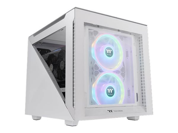Thermaltake Divider 200 TG Snow - Micro case - micro ATX - sidepanel med vindu (herdet glass) - ingen strømforsyning (PS/2) - hvit - USB/lyd