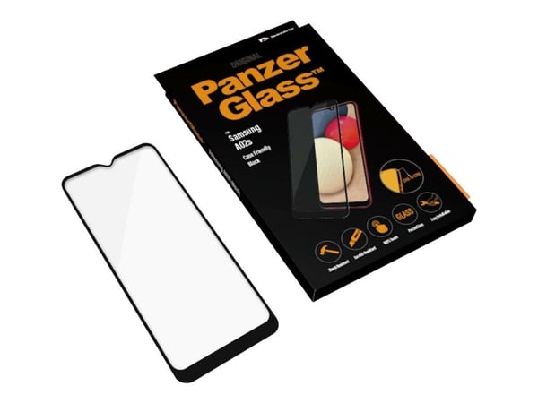 PanzerGlass - Skjermbeskyttelse for mobiltelefon - glass - svart - for Samsung Galaxy A02s