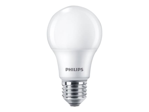 Philips - LED-glödlampa - form: A60 - glaserad finish - E27 - 8 W (motsvarande 60 W) - klass F - varmt vitt ljus - 2700 K - matt (paket om 6)