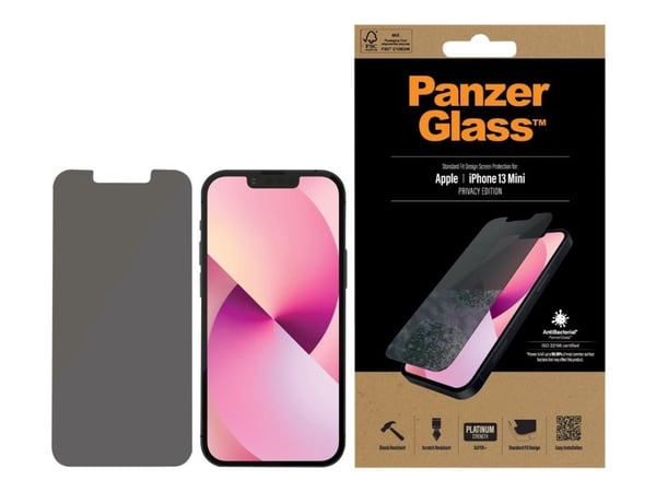 PanzerGlass P2741, Apple, Apple - iPhone 13 Mini, Asennus kuivana, Naarmuuntumisenkestävä, Iskunkestävä, Antibakteerinen, Läpinäkyvä, 1 kpl