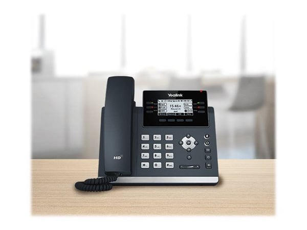 Yealink SIP-T42U - VoIP-telefon med anrops-ID - 5-veis anropskapasitet - SIP, SIP v2, SRTP - 12 linjer - klassisk grå