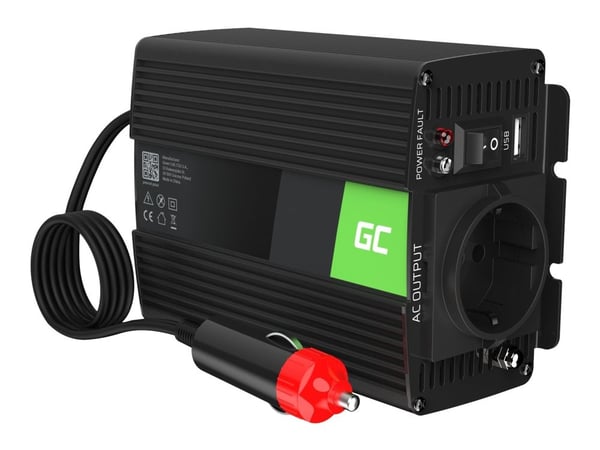 Green Cell INV28 – DC-til-AC-omformer – DC 24 V – 300 watt – utgangskontakter: 1 – svart