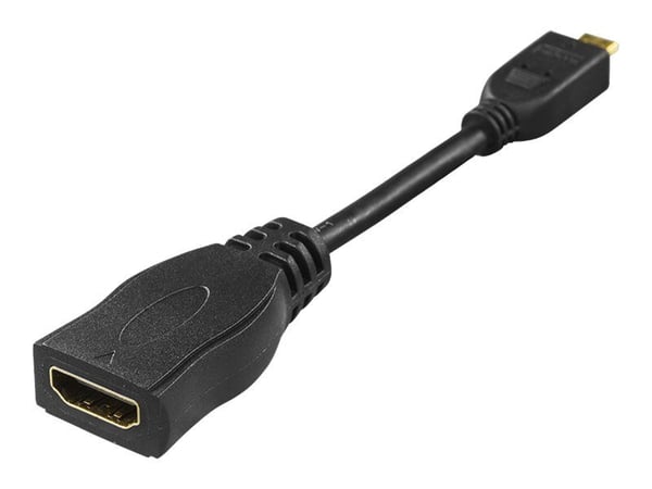 DELTACO - HDMI-adapter - HDMI hunn til 19 pin micro HDMI Type D hann - 10 cm - svart - 4K 30Hz støtte