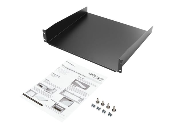Startech 2U Fixed Server Rack Mount Shelf, 16in Deep Steel Universal Cantilever Tray for 19" AV/Data/Network Equipment Rack with Cage Nuts & Screws...