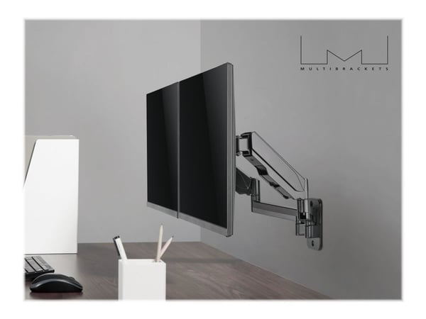 Multibrackets M Monitormount Wall Basic Dual - Monteringssats (2 vridbara armar, 2 VESA-plattor) - fullständig rörelse - för 2 LCD-skärmar / böjd L...