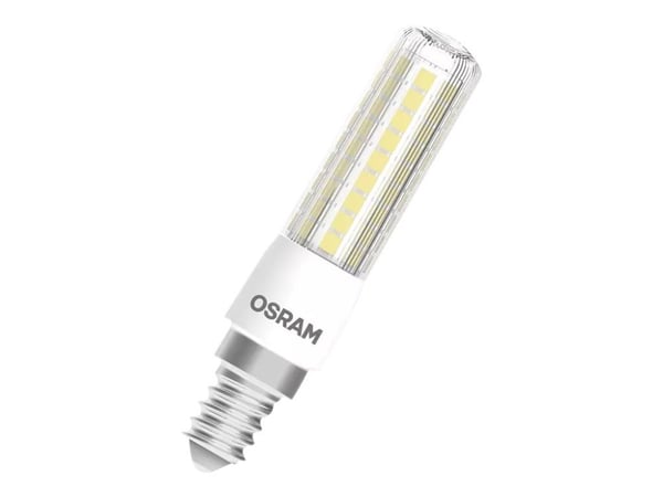 LEDVANCE T Slim - LED-lyspære - form: korn - klar finish - E14 - 7 W (ekvivalent 60 W) - klasse E - varmt hvitt lys - 2700 K