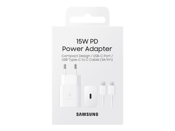 Samsung EP-T1510 - Strømadapter - 15 watt - 2 A - PD (USB-C) - hvit