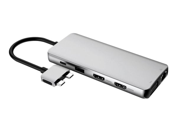 eSTUFF Dual USB-C Dock - Dokkingstasjon - USB-C 3.2 Gen 1 - VGA, HDMI - 1GbE - for Apple Mac mini (Begynnelsen av 2020, I slutten av 2018); MacBook...
