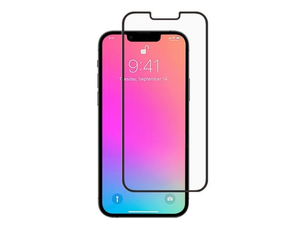 Screenor - Skjermbeskyttelse for mobiltelefon - full deksel - glass - rammefarge svart - for Apple iPhone 13, 13 Pro, 14, 16e, 17e
