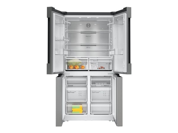 Bosch Serie | 6 KFN96APEA - Kjøleskap/fryser - bunnfryser - bredde: 91 cm - dybde: 73.1 cm - høyde: 183 cm - 605 liter - Klasse E - metallic sølv