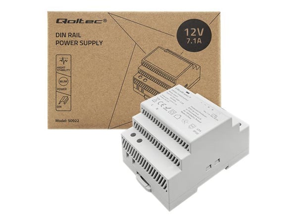 Qoltec Monolith 50922 - Nätaggregat (kan monteras på DIN-skena) - AC 220-240 V - 85.2 Watt - grå