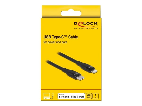 Delock - Lightning-kabel - 24 pin USB-C hann til Lightning hann - 1 m - svart - Power Delivery-støtte