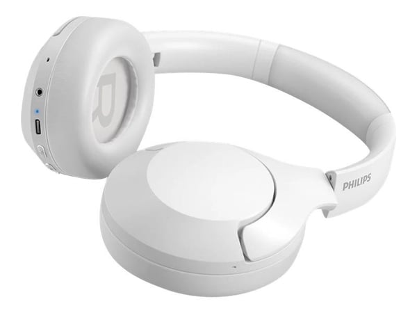 Philips TAH8506 - Hodetelefoner med mikrofon - full størrelse - Bluetooth - trådløs, kablet - aktiv støydemping - 2,5 mm jakk - hvit