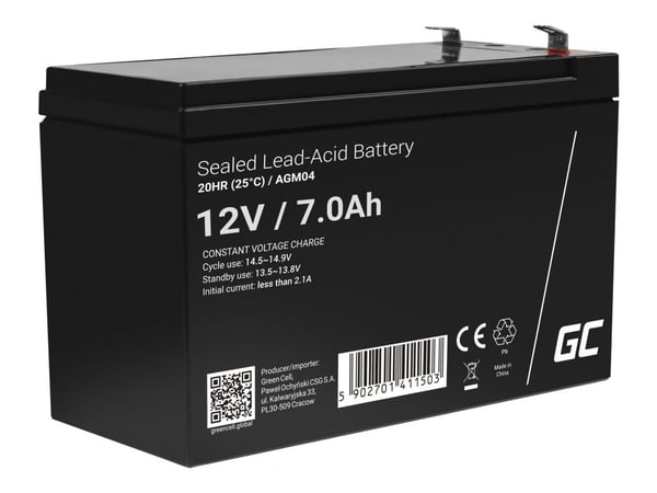 Green Cell - UPS-batteri - 1 x batteri - Sealed Lead Acid (SLA) - 7 Ah - svart