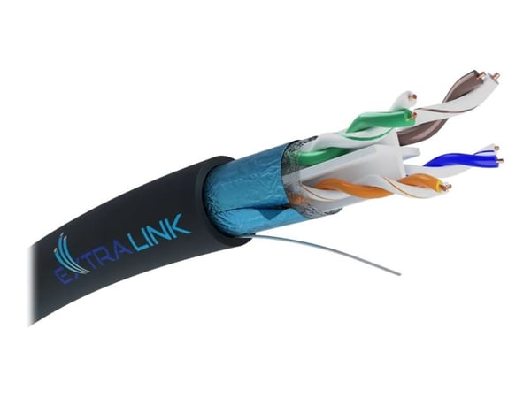 Extralink V2 - Irtokaapeli - 305 m - 7,5 mm - FTP - CAT 6 - ulkokäyttöön - musta