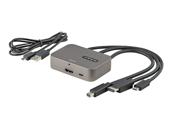Startech 3-i-1-multiport till HDMI-adapter - 4K 60 Hz USB-C, HDMI eller Mini DisplayPort till HDMI-konverterare för konferensrum - Digital AV video...