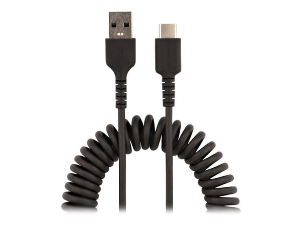 StarTech 3ft (1m) USB C Charging Cable, Coiled Heavy Duty Fast Charge & Sync USB-C Cable, High Quality USB 2.0 Type-C Cable, Rugged Aramid Fiber, T...