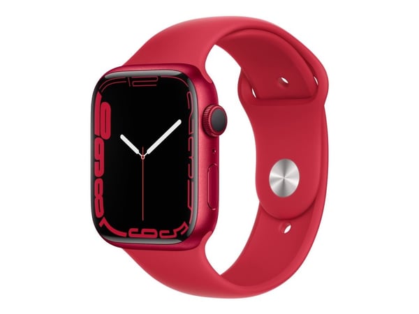 Apple Watch Series 7 (GPS) - (PRODUCT) RED - 45 mm - rød aluminium - smartklokke med sportsbånd - fluorelastomer - rød - båndbredde: Regular - 32 G...