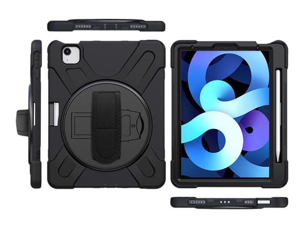 eSTUFF Defender Case - Baksidedeksel for nettbrett - silikon, polykarbonat - svart - 11" - for Apple 10.9-inch iPad Air (4. generasjon, 5. generasj...