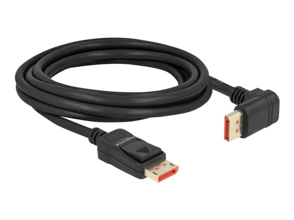 Delock - DisplayPort-kabel - DisplayPort (hane) vinklad till DisplayPort (hane) låst - DisplayPort 1.4 - 3 m - 8K60 Hz (7680 x 4320) stöd - svart