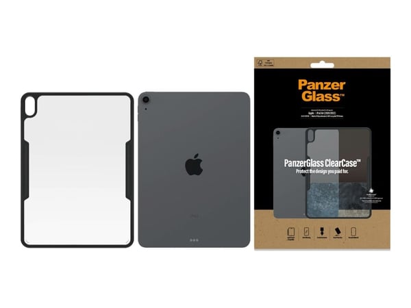 PanzerGlass ClearCase - Black Edition - baksidedeksel for nettbrett - plastikk, herdet glass - 10.9" - for Apple 10.9-inch iPad Air (4. generasjon,...