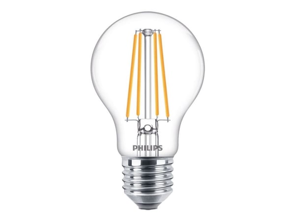 Philips - LED-lyspære - form: A60 - klar finish - E27 - 8.5 W (ekvivalent 75 W) - klasse E - varmt hvitt lys - 2700 K