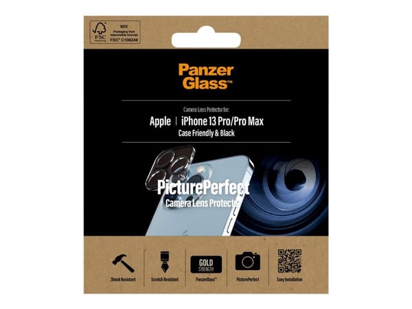 PanzerGlass™ | Case-friendly - Objektiv beskyttelse for mobiltelefon - rammefarve sort | Apple iPhone 13 Pro/13 Pro Max