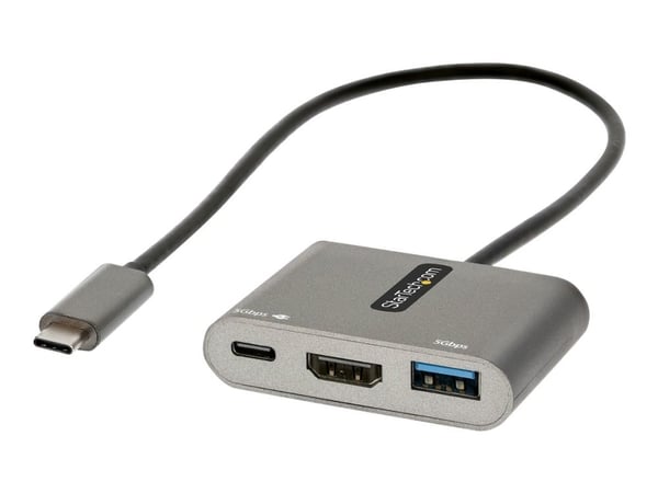 StarTech.com USB C moniporttisovitin, USB-C HDMI 4K-videoon, 100W Power Delivery Passthrough -lataus, 2-porttinen USB 3.0 -keskitin 5Gbps (1xType-C...