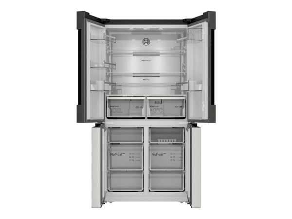 Bosch Serie | 6 KFN96APEA - Kjøleskap/fryser - bunnfryser - bredde: 91 cm - dybde: 73.1 cm - høyde: 183 cm - 605 liter - Klasse E - metallic sølv