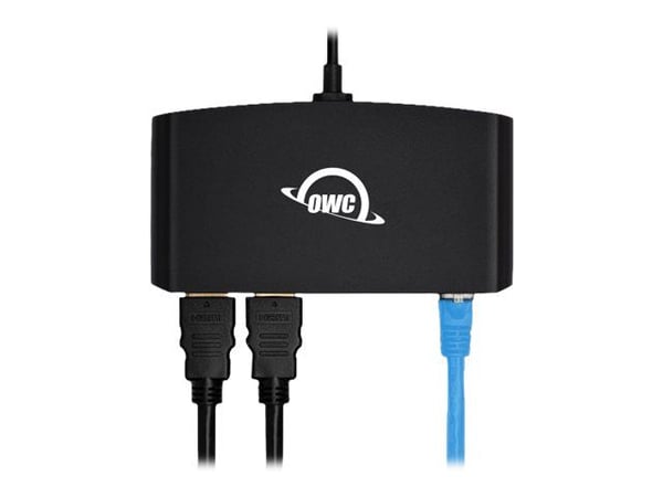 OWC 5 Port Thunderbolt 3 min-Dock 2 x HDMI, features 2 x HDMI 4K60, USB 3, USB 2, 1GBe Network