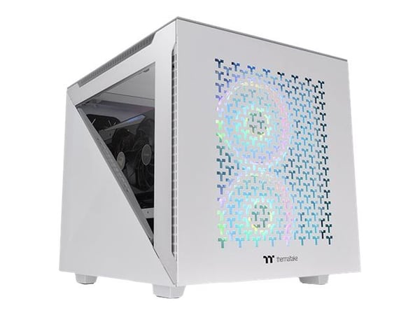 Thermaltake Divider 200 TG Air Snow - Micro case - micro ATX - sidepanel med vindu (herdet glass) - ingen strømforsyning (PS/2) - hvit - USB/lyd