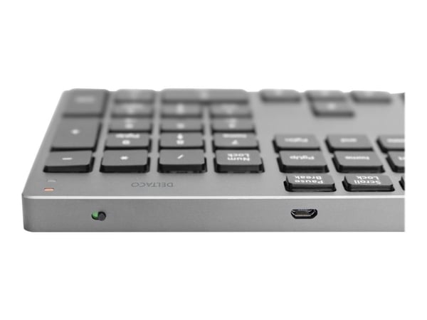 DELTACO TB-802 - Tastatur - trådløs - 2.4 GHz - QWERTY - Pan Nordic - mørk grå