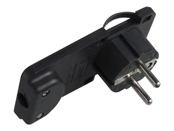 MicroConnect - Strømkontakt - type F (hann) vinklet / flat - AC 230 V - 16 A - svart