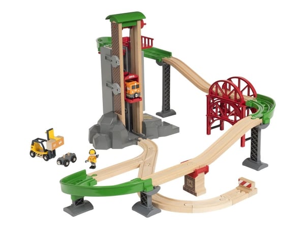 BRIO 33887 Togbane, Løft & læs med lagerbygning
